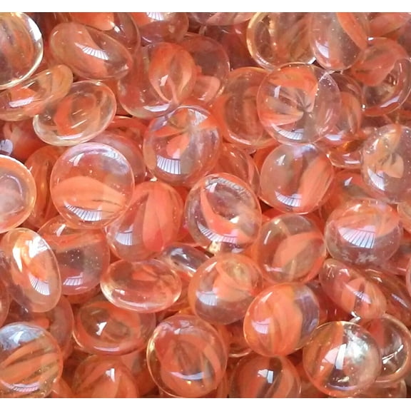 Creative Stuff Glass - Medium Size - Glass Gems - Vase Fillers - Aquarium Decorations (3 lb Orange Cat-Eye Medium)