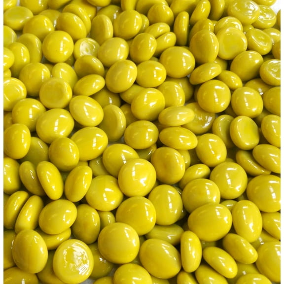 Creative Stuff Glass - Small Size - Glass Gems - Vase Fillers - Aquarium Decorations (5 lb Opal Yellow Small)