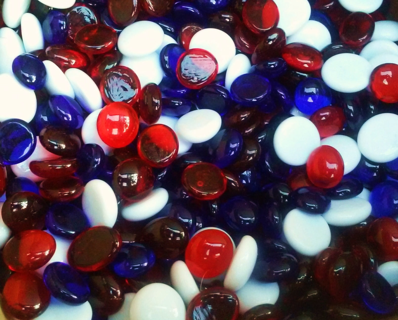 Creative Stuff Glass - Varied Mixes - Glass Gems - Vase Fillers - Aquarium Decorations (1 lb 4 of July Mix)