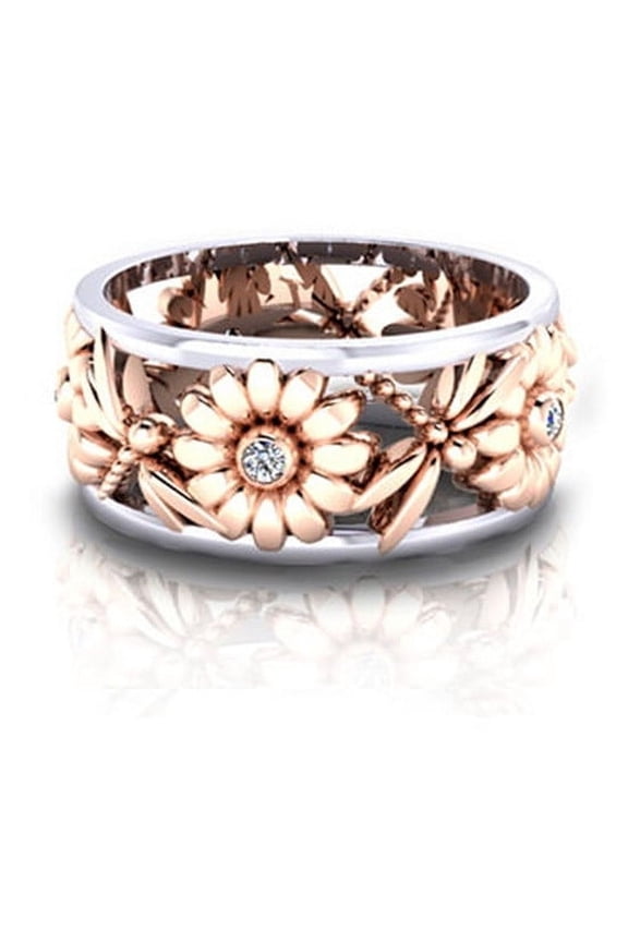 Creative Sunflower Chrysanthemum Ring Rose Gold Color Separation