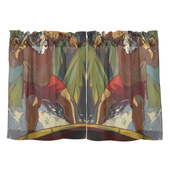 Creative Surfing Santa Claus Kitchen Curtains Tier Set 27x24 Inch 2 Panels Semi Sheer Light Filtering Privacy UV Protection