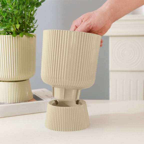 Creative Tall Footed Plastic Planter, Resin Imitation Ceramic Flower Pot, Sturdy Pot, Ideal for Living Room Home Decor Indoor Plant Arrangement & Shelf Display Gardening Needs