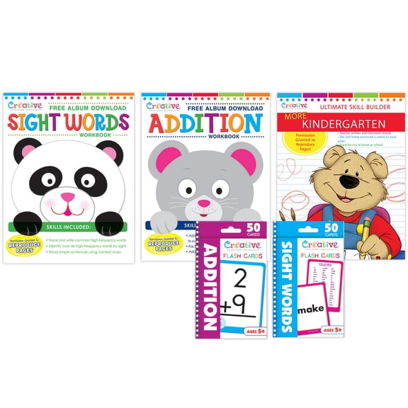 Creative Teaching Materials More Kindergarten Skills Workbook & Flashcard Bundle