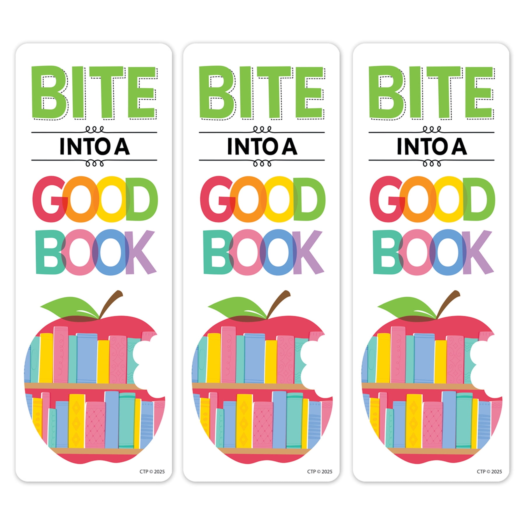 Creative Teaching Press Apple Time Bite Into... Bookmark, 30 Per Pack, 3 Packs