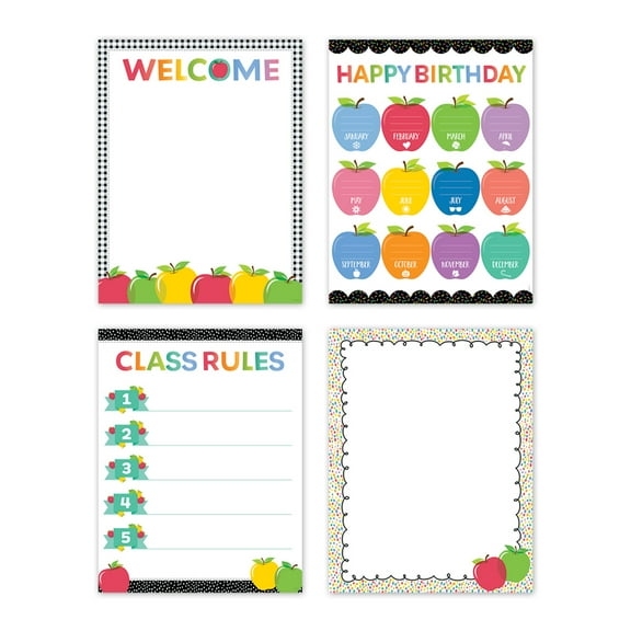 Creative Teaching Press Apple Time Classroom Essentials 4-Chart Pack, 17" x 22"