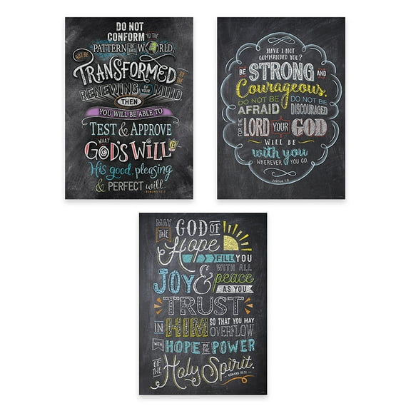 Creative Teaching Press Bible Verses in Chalk Rejoice Inspire U Poster 3-Pack