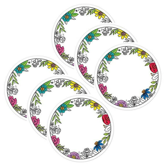 Creative Teaching Press Bright Blooms 3 Inch Designer Cut-Outs, 36 Per Pack, 6 Packs