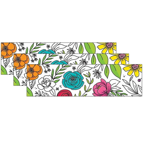 Creative Teaching Press Bright Blooms Doodly Blooms EZ Border, 48 Feet Per Pack, 3 Packs