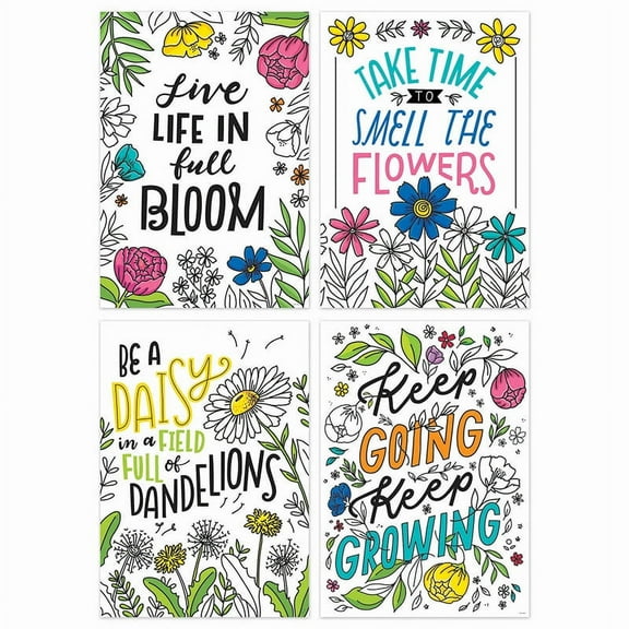 Creative Teaching Press Bright Blooms Inspire U 4-Poster Pack