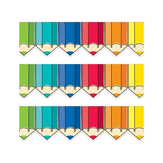Creative Teaching Press Core Decor Colorful Doodle Pencils EZ Border, 48 Feet Per Pack, 3 Packs