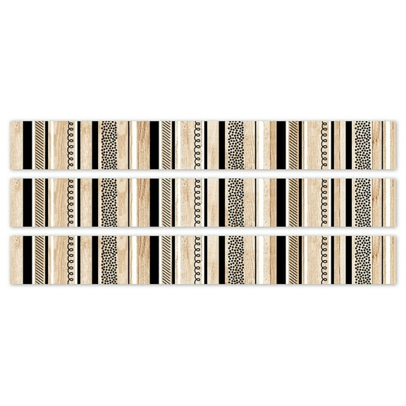 Creative Teaching Press Core Decor Stripes and Doodles on Wood EZ Border, 48 Feet Per Pack, 3 Packs