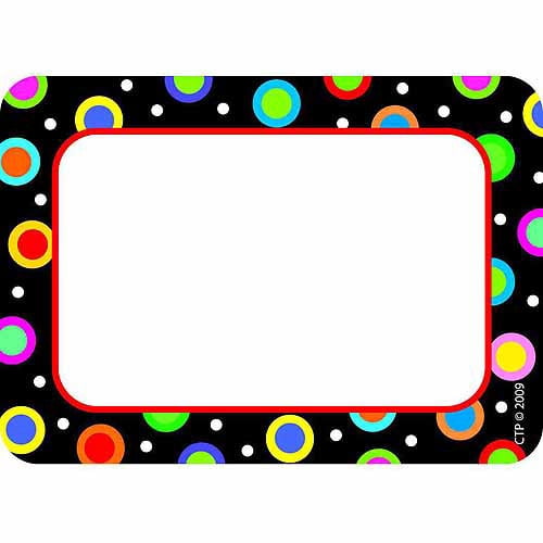 Dots on Black Name Tags, Pack of 36