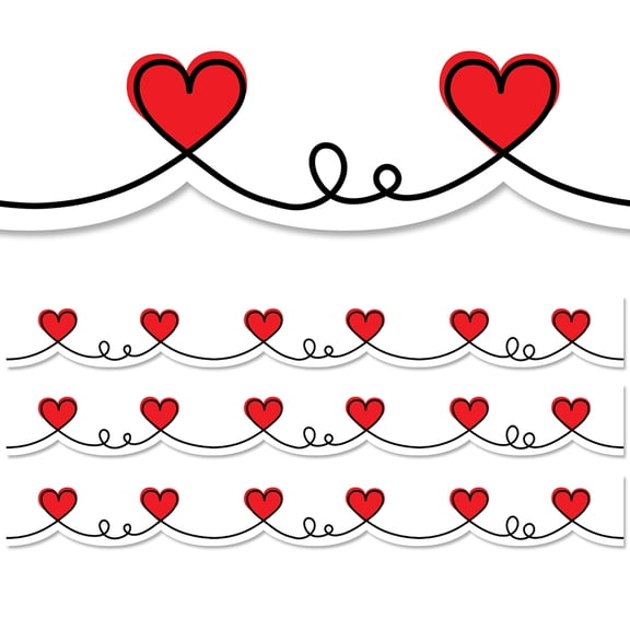 Creative Teaching Press Doodle Hearts EZ Border, 48 Feet, 3 Packs