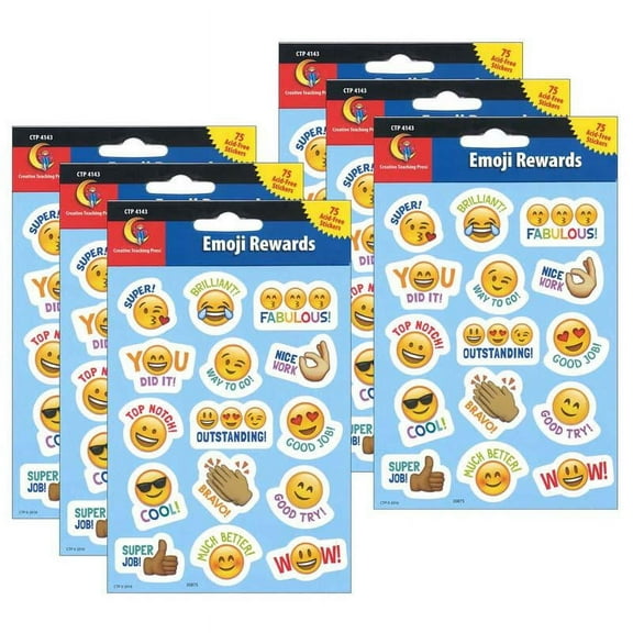 Creative Teaching Press Emotion Icon Fun Reward Stickers, 75 Per Pack, 6 Packs