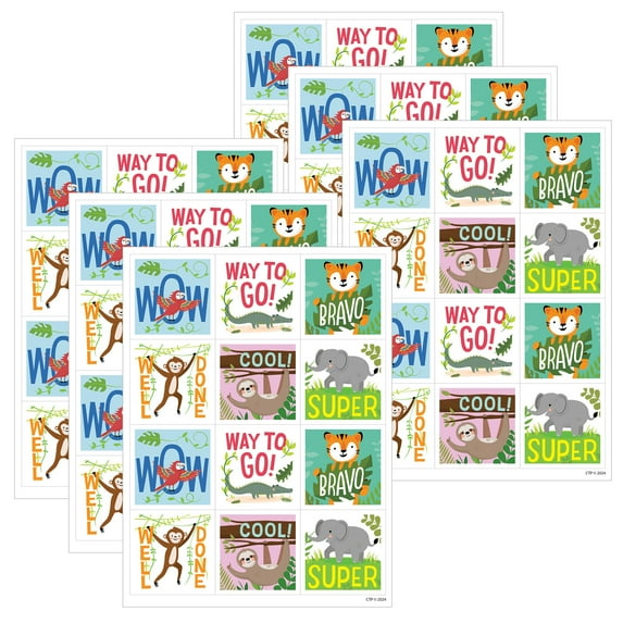 Creative Teaching Press Jungle Friends Reward Stickers, 60 Per Pack, 6 Packs