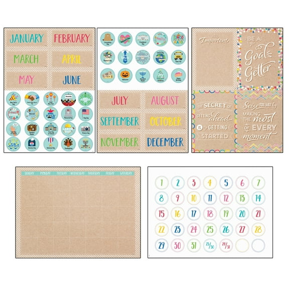 Creative Teaching Press Krafty Pop Calendar Set Bulletin Board Set, 87 Pieces