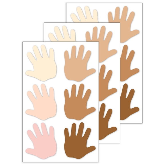 Creative Teaching Press Multicultural Hands 6" Designer Cut-Outs, 36 Per Pack, 3 Packs