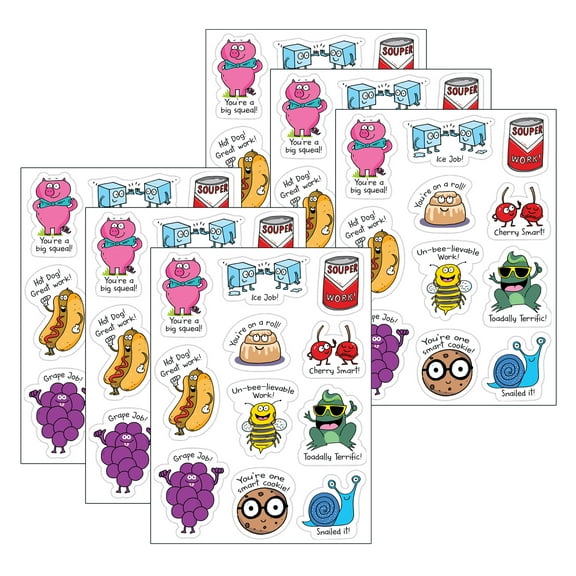 Creative Teaching Press So Much Pun! Punny Reward Stickers, 55 Per Pack, 6 Packs