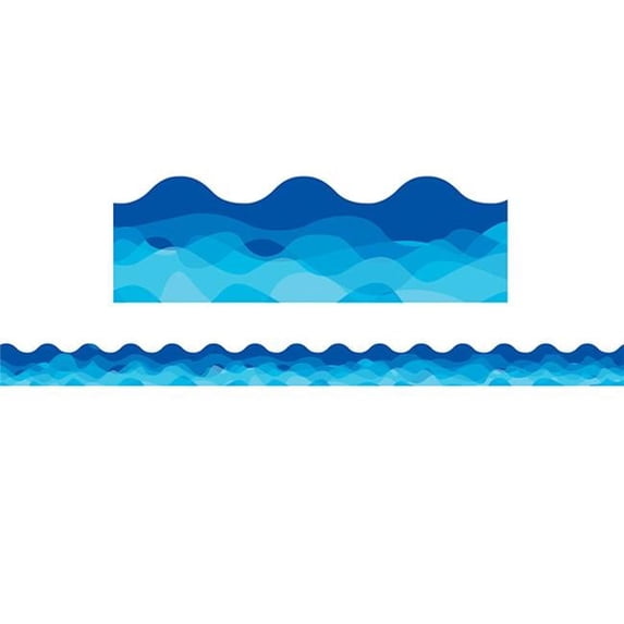 Creative Teaching Press Waves Of Blue Wavy EZ Border, 48 Feet Per Pack, 3 Packs