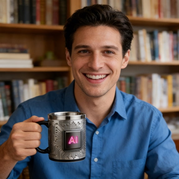 Creative Tech-Themed Mug - Chip Design Stainless Steel Coffee & Beer Cup With Ai Accent, Movie Memorabilia - For Tech Enthusiasts, Coffee Lovers, Beer Drinkers, Movie Fans, Daily