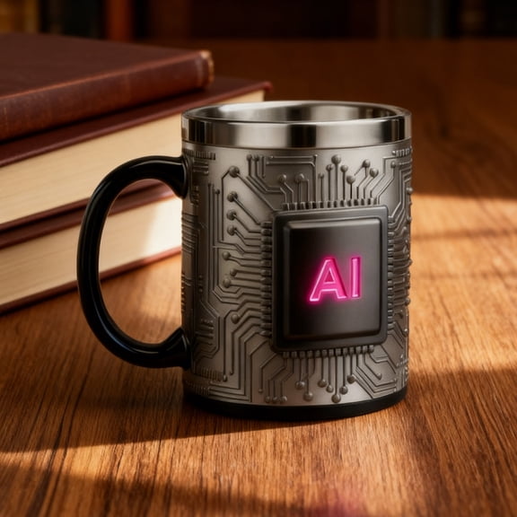 Creative Tech-themed Chip-shaped Stainless Steel Mug, Multi-purpose Coffee & Beer Cup, Unique Design Drinkware For Home, Office & Parties, Durable Rust-resistant, 5.31*3.54*4.33in, Gray