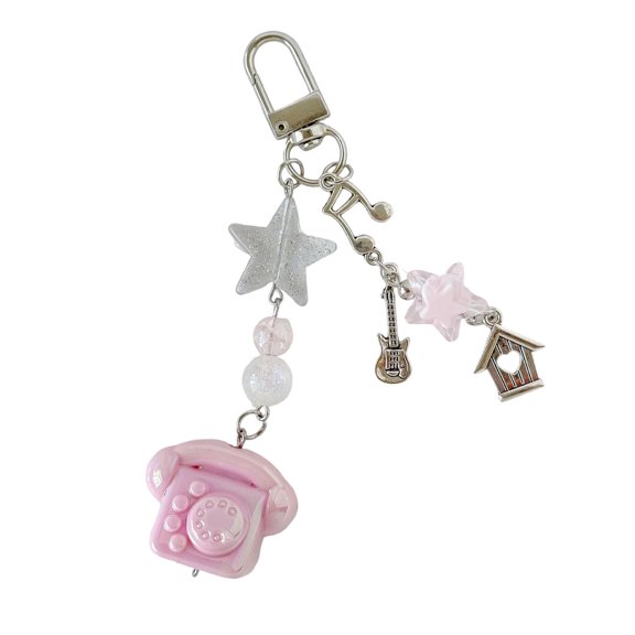 Creative Telephone Keychain Phone Rope Decorative Resin Accessory Nostalgic Gift For Adults Kids Travel Essential