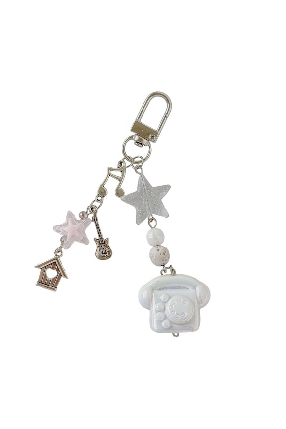 Creative Telephone Keychain Phone Rope Decorative Resin Accessory Nostalgic Gift For Adults Kids Travel Essential