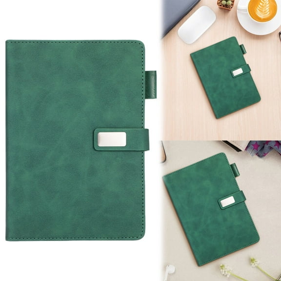 Creative Thickened Business Notebook, A5 Business High Value Notepad Custom Diary,Magnetic Buckle Notepad,Fashion Minimalist Diary- Grass Green