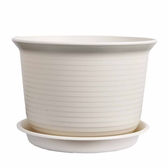 Creative Thickened Resin Flower Pot with Tray - Decorative Indoor Planter with Pattern for All House Plants, Unique Succulent Container for Home Office Shelf