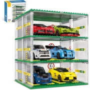 Creative Three-Story Building Block Garage with Display Features, Compatible with Lego , Ideal for 8-Studs Wide Building Blocks Cars Cars Not Included
