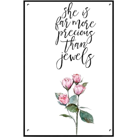 Creative Tin Sign She is Far More Precious Than Jewels Funny Novelty Metal Sign Retro Wall Decor For Home Garden Bars Cafes Office Store Pubs Club Sign Gift 12x8 INCH Plaque Tin Sign