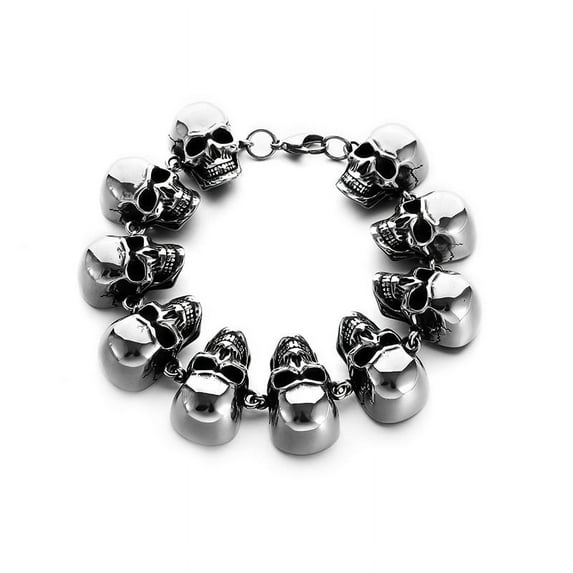 Creative Titanium Steel Skull Bracelet Men's Retro Punk Wristband Party Club Jewelry