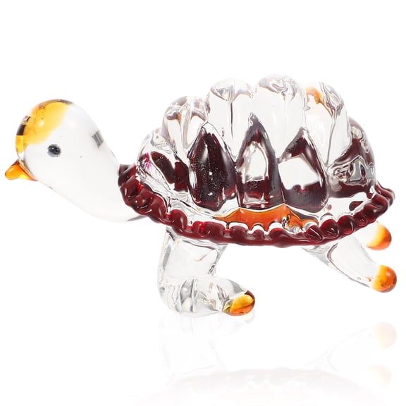 Creative Turtle Glass Tortoise Prop Little Ornament Tabletop Decor Crafts Manual Red