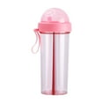 thumbnail image 1 of Creative Two Flavor Water Cup, 600ml Dual Chamber Design with Two Straws, Couple Outdoor Drinking Cup for Camping, Hiking, Backpacking, and Travel,Pink, 1 of 2