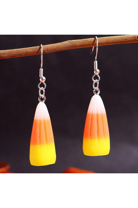 Creative Unique Candy Corn Design Dangle Earrings Cute Simple Acrylic Ear Jewelry Halloween Party Gifts For Women