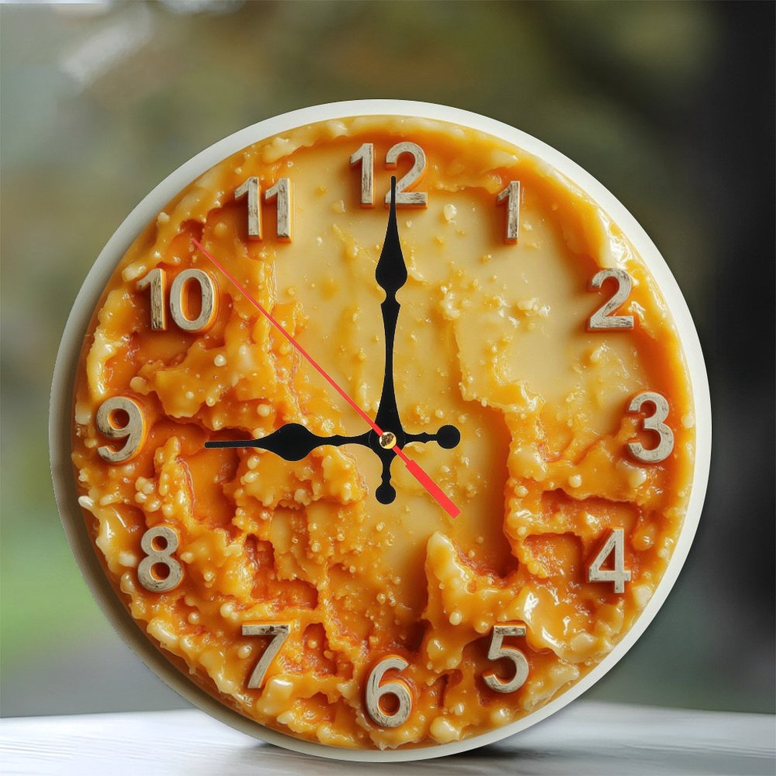 Creative Unique Cheese Clock Wall Decoration 10-Inch Silent Wooden Wall ...