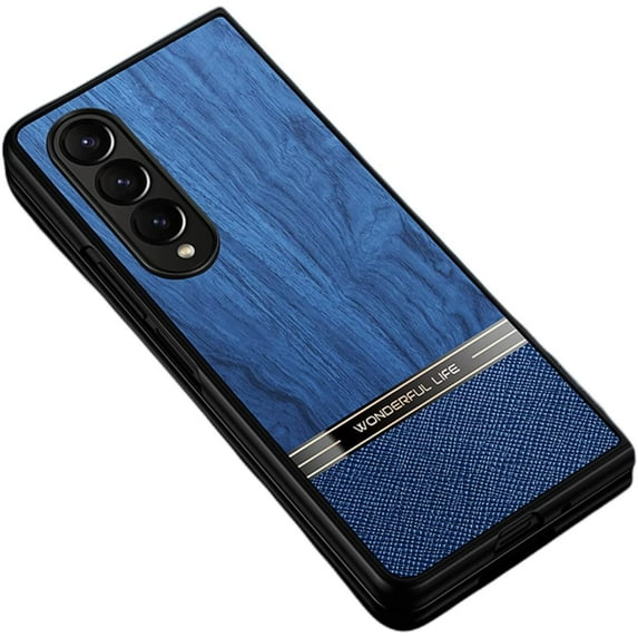 Creative Unique Wood Grain TPU Phone case for Samsung Galaxy Z Fold 4 3 Flip 4 3 Shell Personality Thin Light Comfortable Durable Protective Back Cover(Blue,Z Fold4)