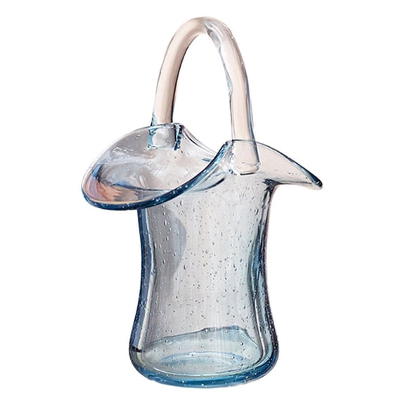 Creative Vase Shopping Basket with Handle Hand Blown Party Bedroom Bathroom Wedding Indoor Artistic Ornaments .5x14x27cm 18.5x14x27cm