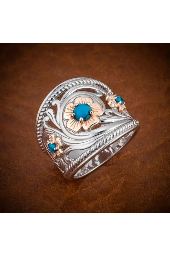 Creative Vintage Hollow Design Flower Ring for Women Fashion Exquisite Wild Cocktail Jewelry