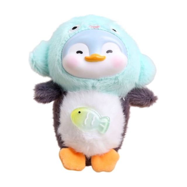 Creative Vinyl Plush Penguin Doll Toy Ornament, Cute Animal Keychain for School Bag, Holiday Gift for Kids, Soft Plush Figure, Decorative Hanging Ornament,Green