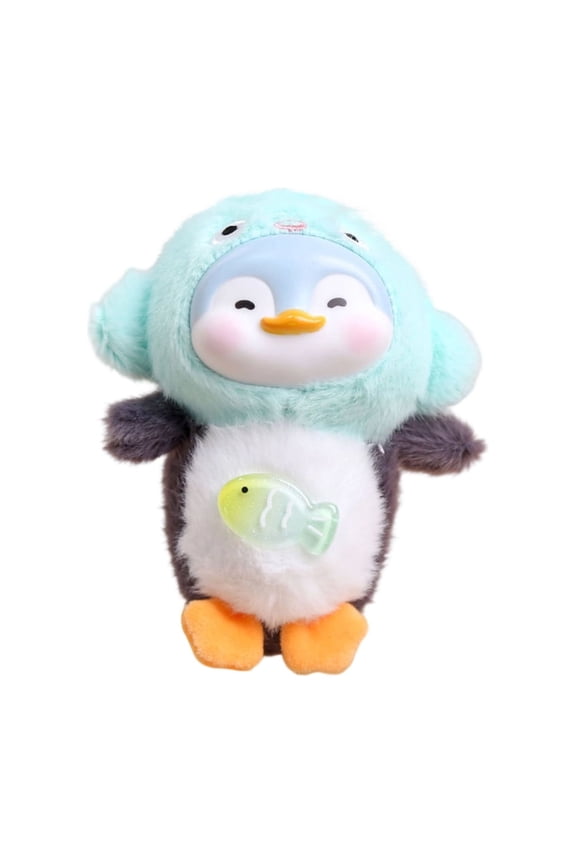 Creative Vinyl Plush Penguin Doll Toy Ornament, Cute Animal Keychain for School Bag, Holiday Gift for Kids, Soft Plush Figure, Decorative Hanging Ornament,Green