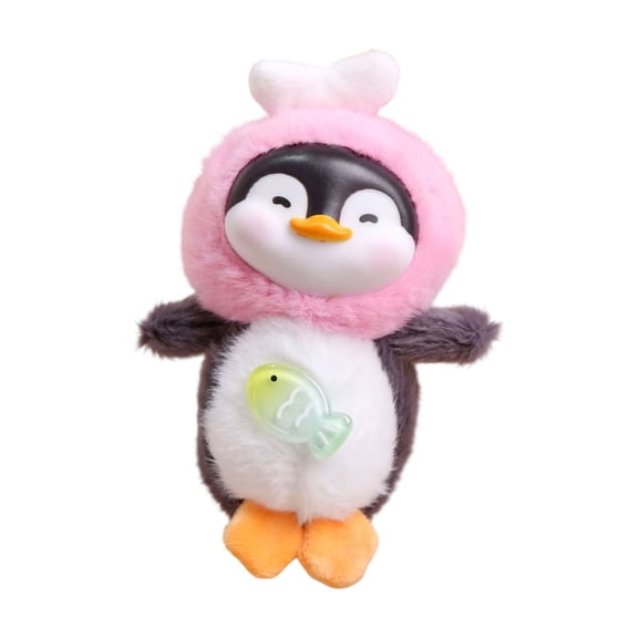 Creative Vinyl Plush Penguin Doll Toy Ornament, Cute Animal Keychain for School Bag, Holiday Gift for Kids, Soft Plush Figure, Decorative Hanging Ornament,Hot Pink