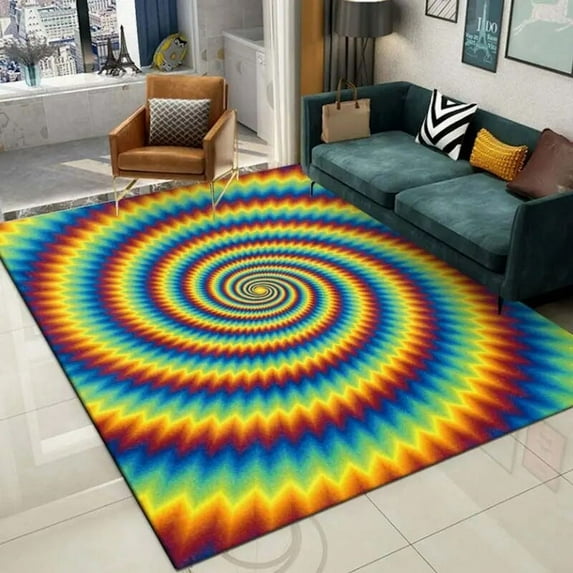 Creative Vortex Large Rugs for Living Room Sofa 140x200cm Fashion Visual Illusion Bedroom Decoration Carpet Washable Floor Mats