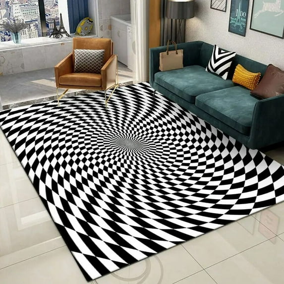 Creative Vortex Large Rugs for Living Room Sofa 140x200cm Fashion Visual Illusion Bedroom Decoration Carpet Washable Floor Mats