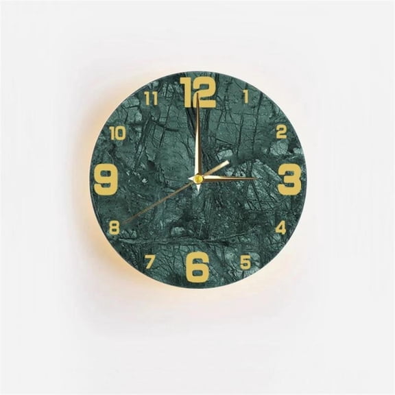 Creative Wabi Sabi Circular Marble Clock Travertine Decor Wall Light Living Room Nordic Restaurant Corridor Sconce Lamp
