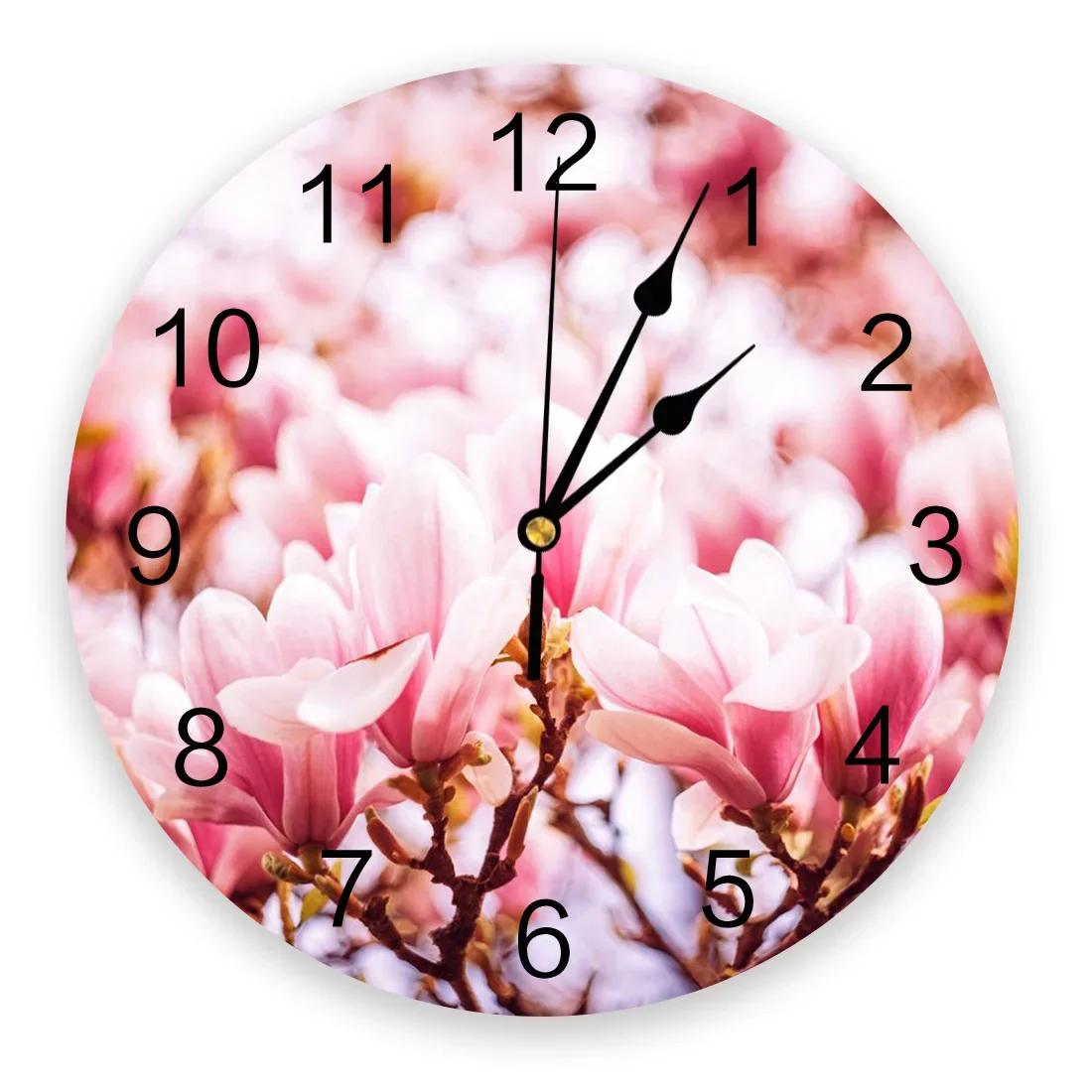 Pink Led Clock Creative Wall Clock Pink Flower Dragonfly Modern Design Living Room ...
