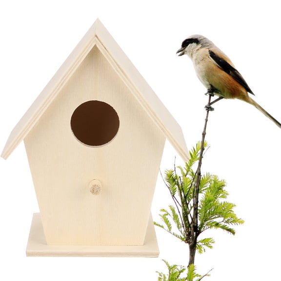 Creative Wall-Mounted Solid Wooden Bird House, Retro Rustic Outdoor Appearance, Stable Firm Installation Structure, Practical Garden Ornament for Wild Bird Resting Breeding & Courtyard Decor