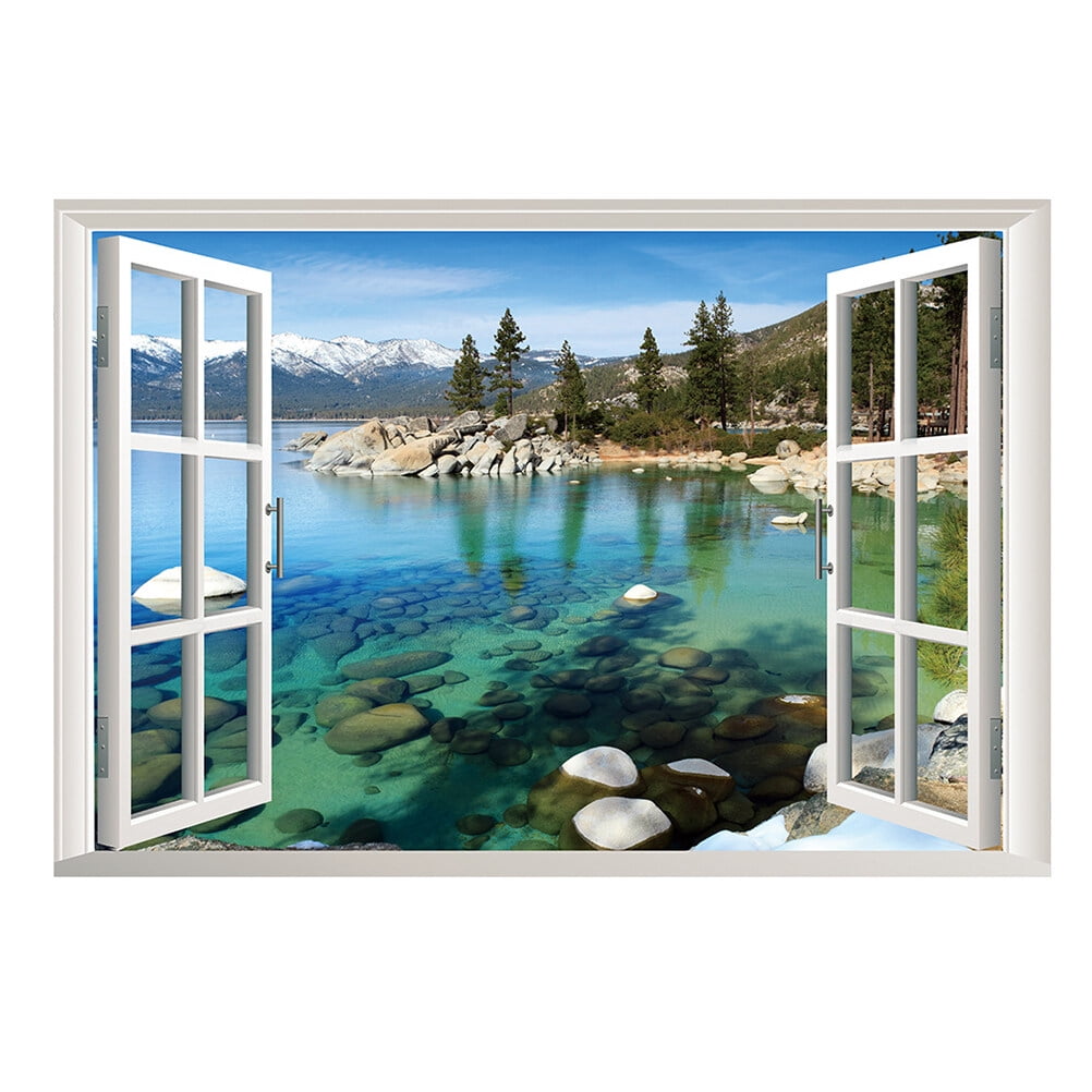 Creative Wall Sticker Removable Beautiful 3D Fake Window Scenery Wall