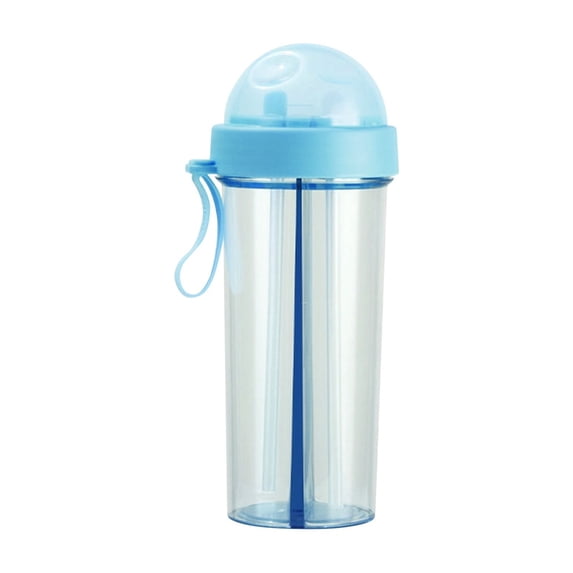 Creative Water Cup With Two Compartments For Two Different Drinks And Two Straws, Couple Outdoor Drinking Cup For Camping Hiking Backpacking Travel 600Ml