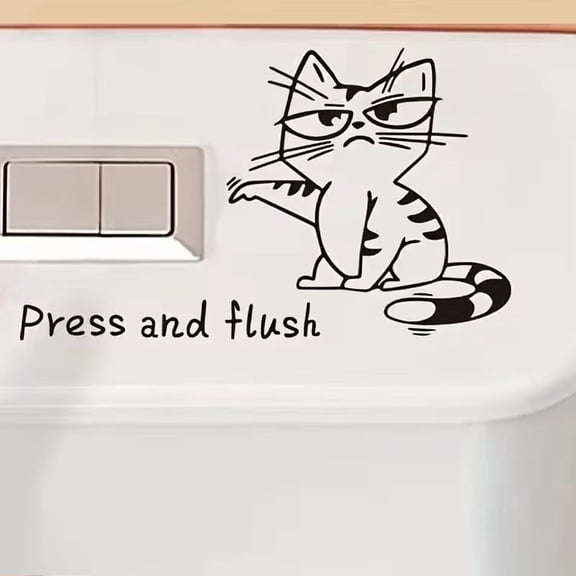 Creative Waterproof Self-Adhesive Cat Line Art Light Switch Stickers - Whimsical Bathroom Decor for Cat Lovers, Compatible with Standard Switches and Flat Surfaces